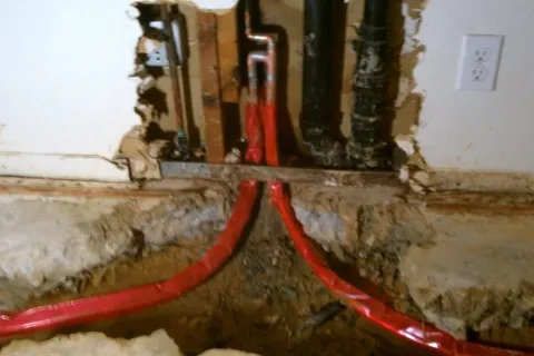 Plumbing pipe connection and repair area for Failing galvanized pipe in an older home