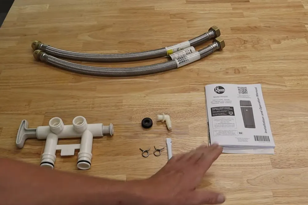 Residential water softener system with tank and plumbing connections for Water softener install in Prescott Valley in Prescott Valley, AZ